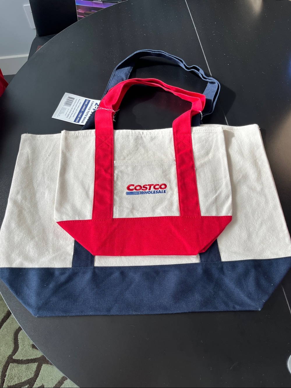 Costco Japan  Canvas Tote Bags, Set Of 2 (1 LG Blue trim, 1 SM Red trim), NWT